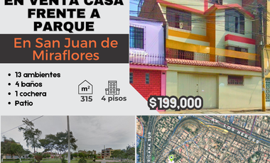 Casa de 4 pisos frente a parque, a espaldas del Mall del Sur