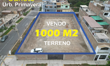 Vendo Terreno de 1000 m2 en plana esquina, Urbanización Primavera san Vicente Cañete