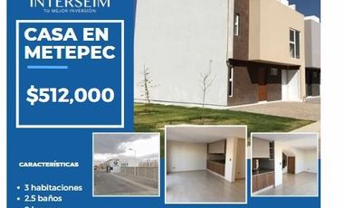BONITA Y ESPACIOSA CASA DE REMATE   EN EXCELENTE UBICACION EN METEPEC EDO. MEX.