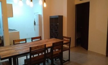DEPARTAMENTO EN RENTA AMUEBLADO Y EQUIPADO EN PUERTO MORELOS , MUY CERCA DEL MAR