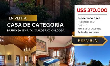 VENTA CASA VILLA CARLOS PAZ , BARRIO SANTA RITA.