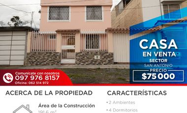 CASA EN VENTA CALLE LINEA FÉRREA, SAN ANTONIO