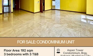 FOR SALE Condominium located at Aspen Tower Condominium, Brgy. Alabang, Muntinlupa City