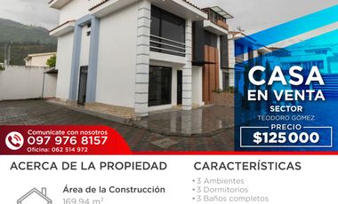 Casa en venta calle Río Puyango, sector El Retorno