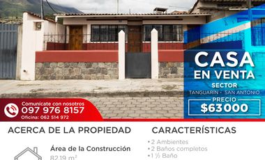 CASA EN VENTA EN TANGUARIN DE SAN ANTONIO