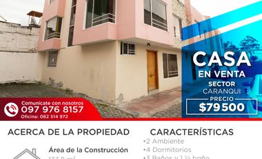 DE VENTA CASA EN CONJUNTO EN CARANQUI