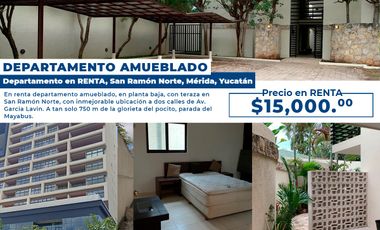 Departamento en renta / Amueblado / San Ramón Norte, MERIDA