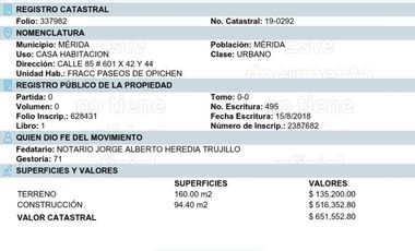 PRECIOSA PROPIEDAD EN VENTA DE RECUPERACION BANCARIA EN PASEOS DE OPICHÉN, MÉRIDA, YUCATÁN.