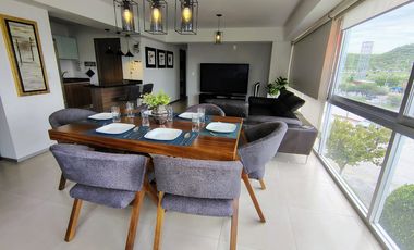 RENTA DEPARTAMENTO AMUEBLADO CON AMPLIA TERRAZA EN HABITAREA TOWERS JURIQUILLA SANTA FE