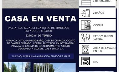Casa en venta en Izcalli Ecatepec, Ecatepec De Morelos