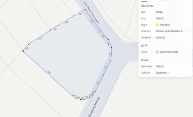 Freehold - Land sale 748m² di Cemongkak Bingin Beach Pecatu