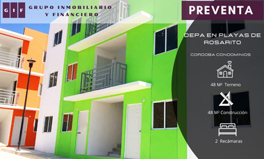 DEPARTAMENTO EN VENTA EN PLAYAS DE ROSARITO |CORDOBA CONDOMINIOS| PRIV. SEVILLA | 2 RECAMARAS.