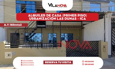 ALQUILER DE CASA AMOBLADA – PRIMER PISO EN URB. LAS DUNAS – ICA