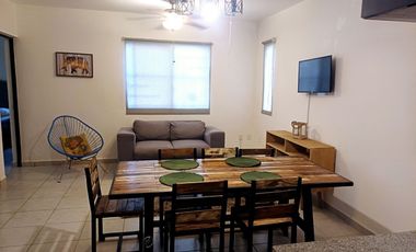 DEPARTAMENTO AMUEBLADO Y EQUIPADO  EN RENTA EN PUERTO MORELOS , MUY CERCA DEL MAR $12,000