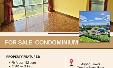 FOR SALE Condominium located in Aspen Tower Condominium, Brgy. Alabang, Muntinlupa City