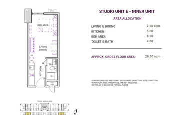 17,000/month Studio Unit Condo for SALE in Manila by The Camden Place