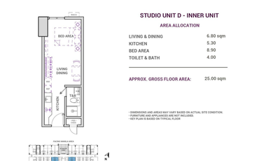 17,000/month Studio Unit Condo for SALE in Manila by The Camden Place