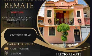¡Oportunidad única! Preciosa casa en REMATE ubicada en Romita, Guanajuato.