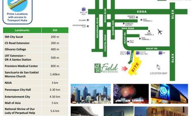 Field Residences Walking Distance SM Sucat Near NAIA T1 Airport Near LRT DR Santos Station