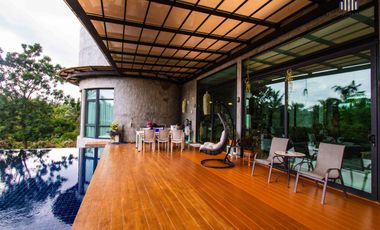 Urgent Sale! Luxury Modern Loft-Style Riverside Home on Over 3 Rai of Land with Saltwater Pool & Solar System –  Tranquil atmosphere
