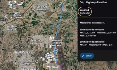 Terreno en Venta $1500 por m2. Son 100 hectareas. Frente al Aeropuerto Internacional en Huejotzingo Puebla