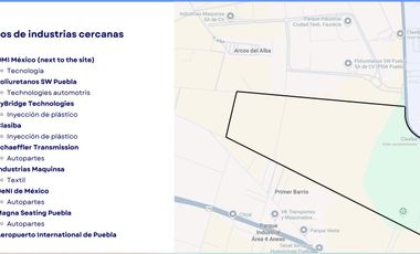 Terreno en Venta $1500 por m2. Son 100 hectareas. Frente al Aeropuerto Internacional en Huejotzingo Puebla