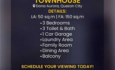 3 Storey Townhouse For Sale  in Dona Aurora, Quezon City