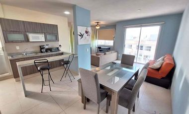 Renta de Departamento Totalmente Amueblado en Cancun Residencial Habitalia Paraíso 3er Nivel de 2 Recamaras con Seguridad 24/7 casi Av. Andrés Quintana Roo