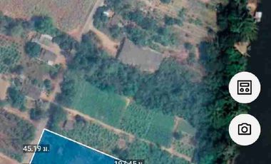 🏞️ Land for Sale – Nearly 5 Rai, Riverfront on the Khwae Noi River 🌊 with 45m Concrete Road Frontage, Only 20 Minutes from Kanchanaburi City! 🚖