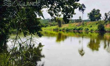 🏞️ Land for Sale – Nearly 5 Rai, Riverfront on the Khwae Noi River 🌊 with 45m Concrete Road Frontage, Only 20 Minutes from Kanchanaburi City! 🚖