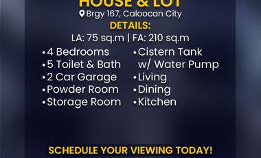 3 Storey House & Lot For Sale in Brgy 167, Caloocan City