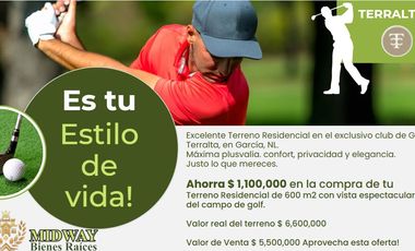 Lote Residencial Terralta Culb de Golf, Garcia NL