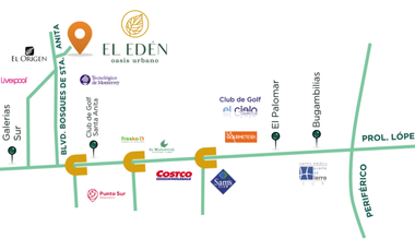 Terreno en Venta Tlajomulco El Edén Residencial - Zona Bosques de Santa Anita