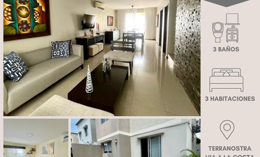 TERRANOSTRA-VÍA A LA COSTA KM13, Alquilo Linda Casa 3 dormitorios $950