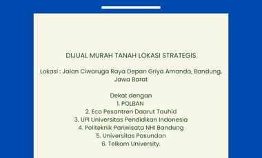 Luas 168 m2 Jual kapling ciwaruga, surat SHM.