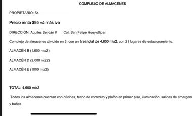 BODEGA EN RENTA CERCA DE CAPU Y CENTRAL DE ABASTO PUEBLA PUE.