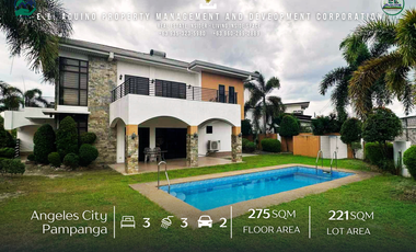 Spacious Furnished 3 Bedroom House with Pool | Large Garden for Rent in Pulu Amsic Subdivision at Angeles City Pampanga
