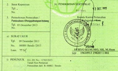 RUMAH MURAH 150 Juta di Tugurante Blitar