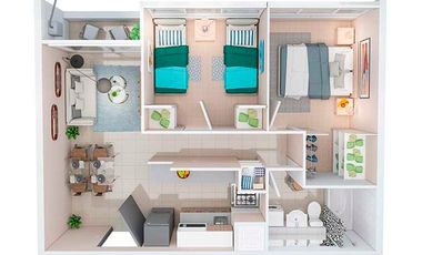 Dpto 2D+1B 44mt2 No Amoblado Pintor Cicarelli San Joaquin