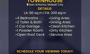 Townhouse For Sale in San Antonio, Makati City