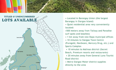 🏝️Hurry Pre selling price start @ Php 10,800 per sqm  Your Tropical Escape Awaits in Barangay Union, Siargao Island
