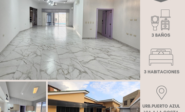PUERTO AZUL-VIA A LA COSTA KM9, Alquilo Casa de una Planta 3 dormitorios $1.290