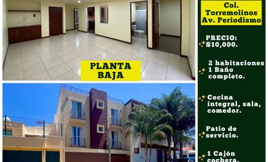 Se renta bonito departamento en planta baja. Av. Periodismo.