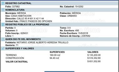 PRECIOSA CASA EN VENTA DE RECUPERACION BANCARIA EN PASEOS DE OPICHÉN, MÉRIDA, YUCATÁN.