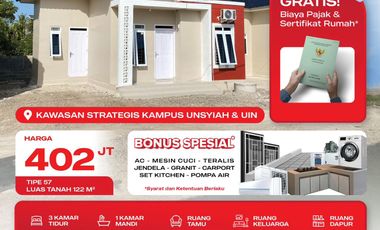 Rumah 3 Kamar Siap Huni-Strategis Dekat Kampus UIN & Unsyiah Cocok Untuk Investasi