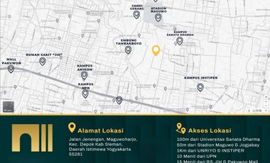 Villa favorite keluarga mewah 1/2 lantai lokasi di Central Sleman