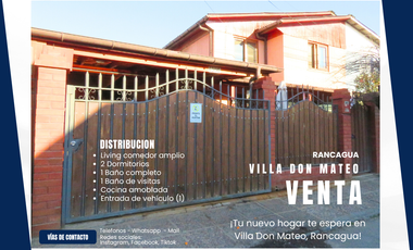 VENTA VILLA DON MATEO RANCAGUA