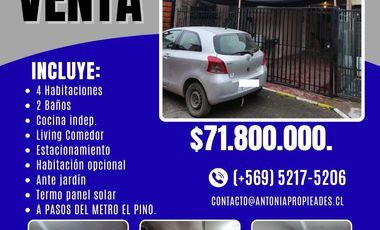 ACOGEDORA PROPIEDAD A PASOS DEL METRO EL PINO