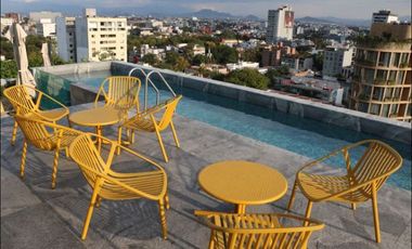 Renta Loft para ejecutivos a estrenar en Icon Roma con balcon 1 cajon estac independiente equipado con mucho gusto