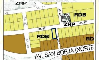 SAN BORJA VENTA DE CASA COMO TERRENO 450 m2  EN ESQUINA - 2 FRENTES